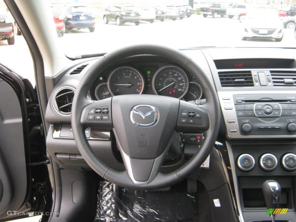 2011 Mazda MAZDA6 i Touring Sedan Black Steering Wheel Photo #39900151