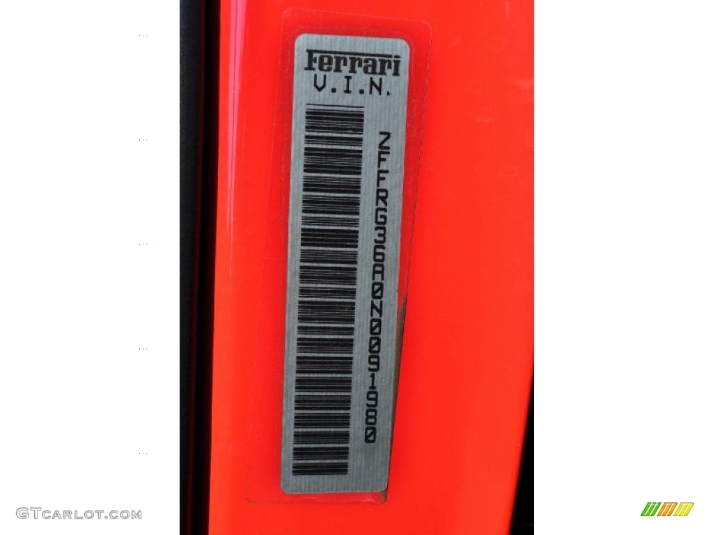 1992 Ferrari 348 TS Info Tag Photo #39904839