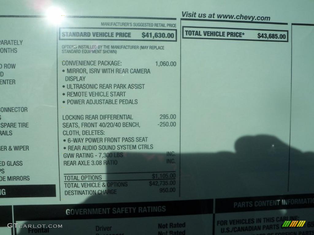 2011 Chevrolet Tahoe LS 4x4 Window Sticker Photo #39906475