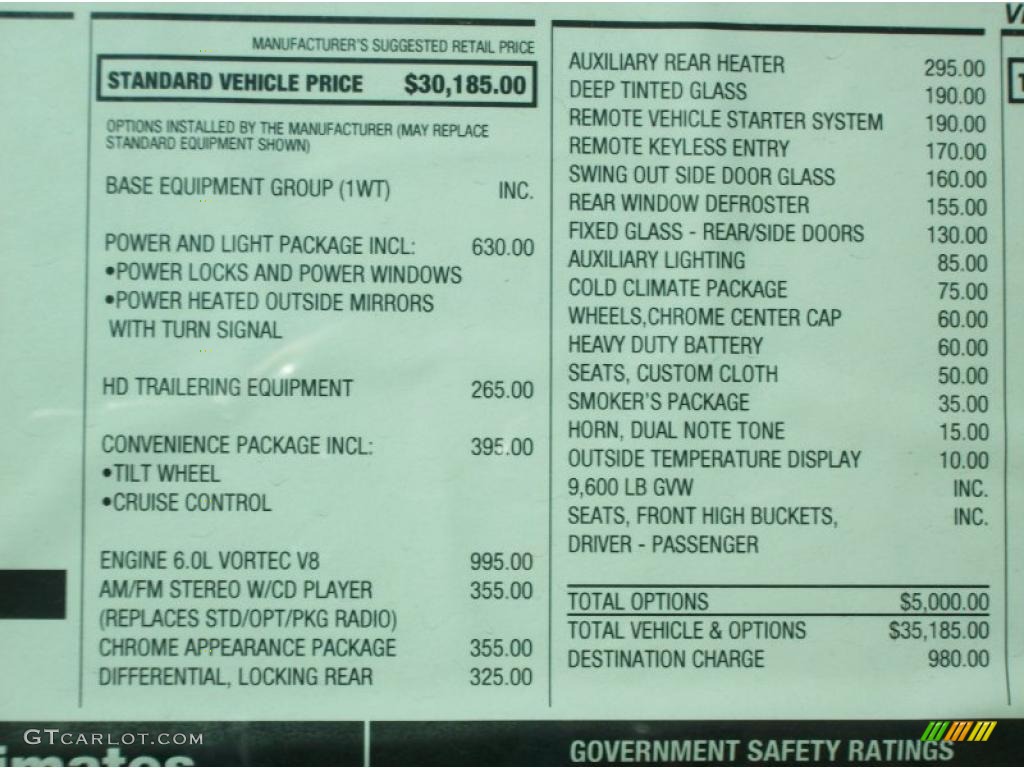 2011 Chevrolet Express 3500 Cargo Van Window Sticker Photo #39906815