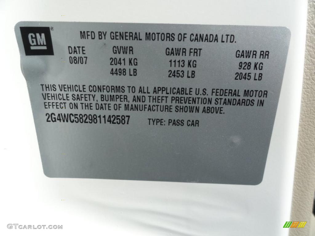 2008 Buick LaCrosse CX Info Tag Photos