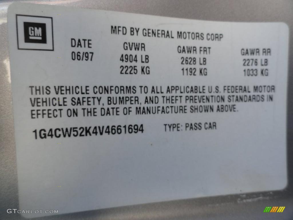 1997 Buick Park Avenue Sedan Info Tag Photos