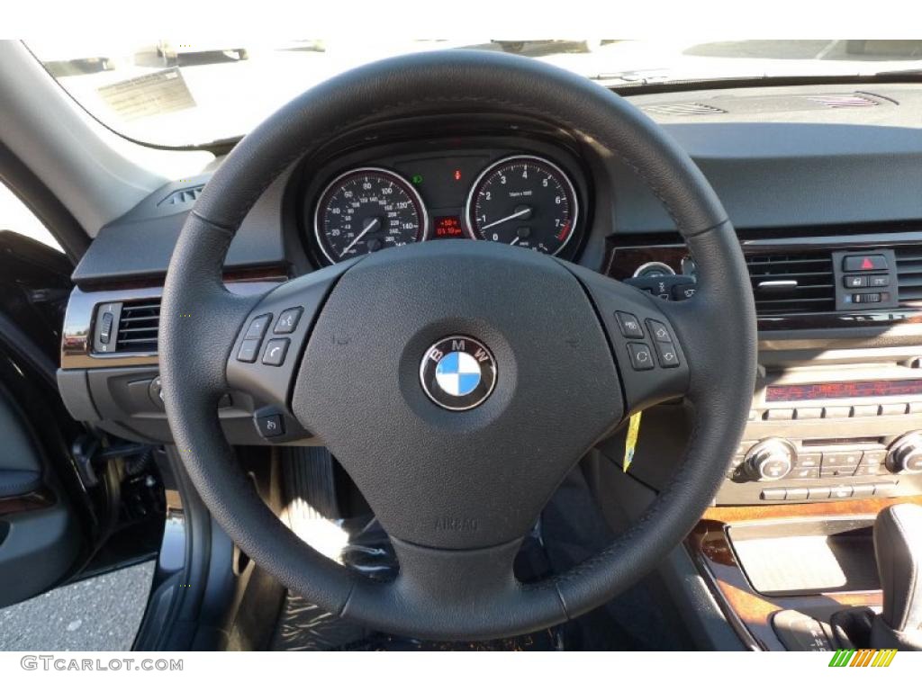 2011 BMW 3 Series 328i xDrive Sedan Black Steering Wheel Photo #39917255