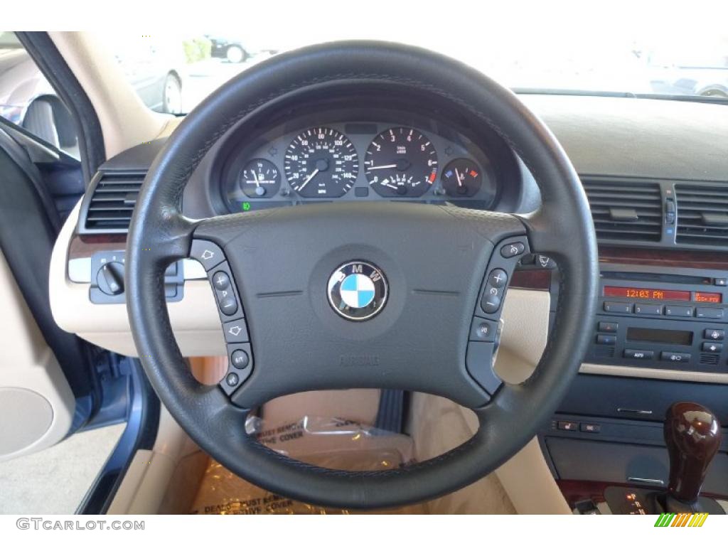 2005 BMW 3 Series 325i Sedan Sand Steering Wheel Photo #39917947