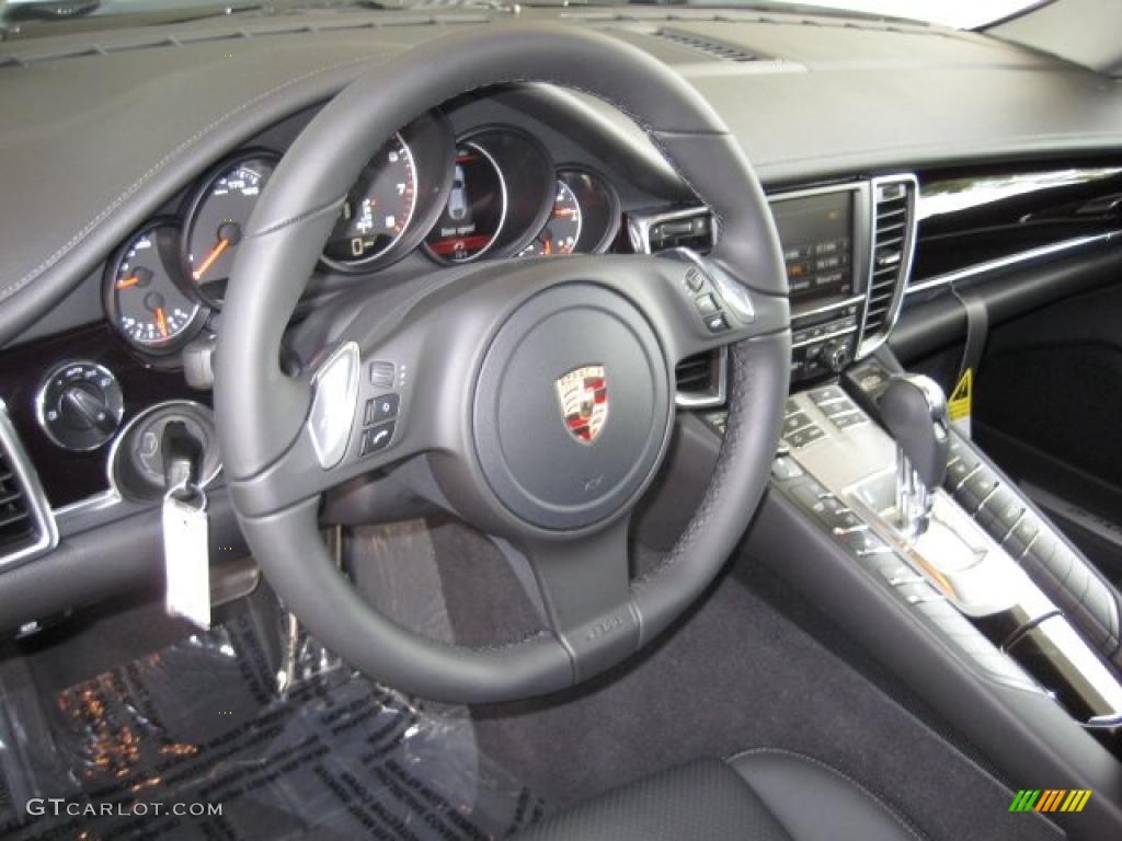 2011 Porsche Panamera 4 Black Steering Wheel Photo #39919455