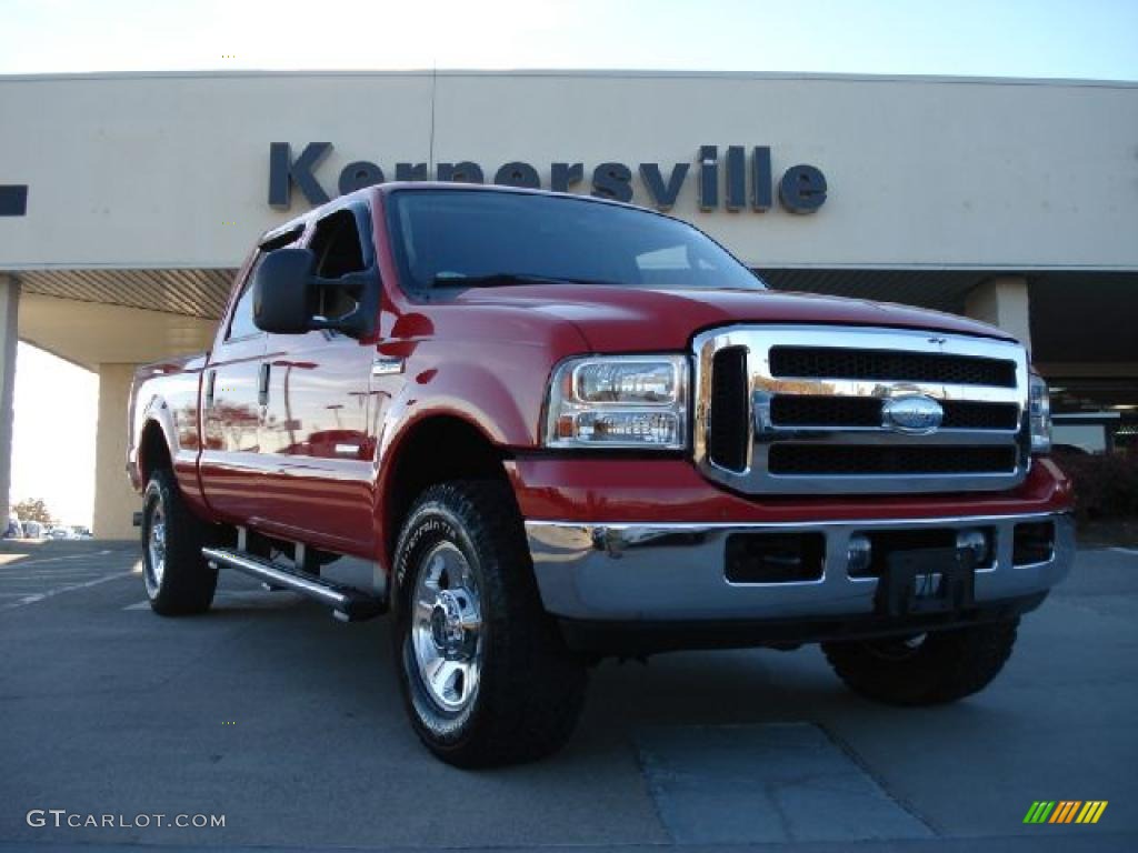 2006 F350 Super Duty Lariat Crew Cab 4x4 - Red Clearcoat / Tan photo #1
