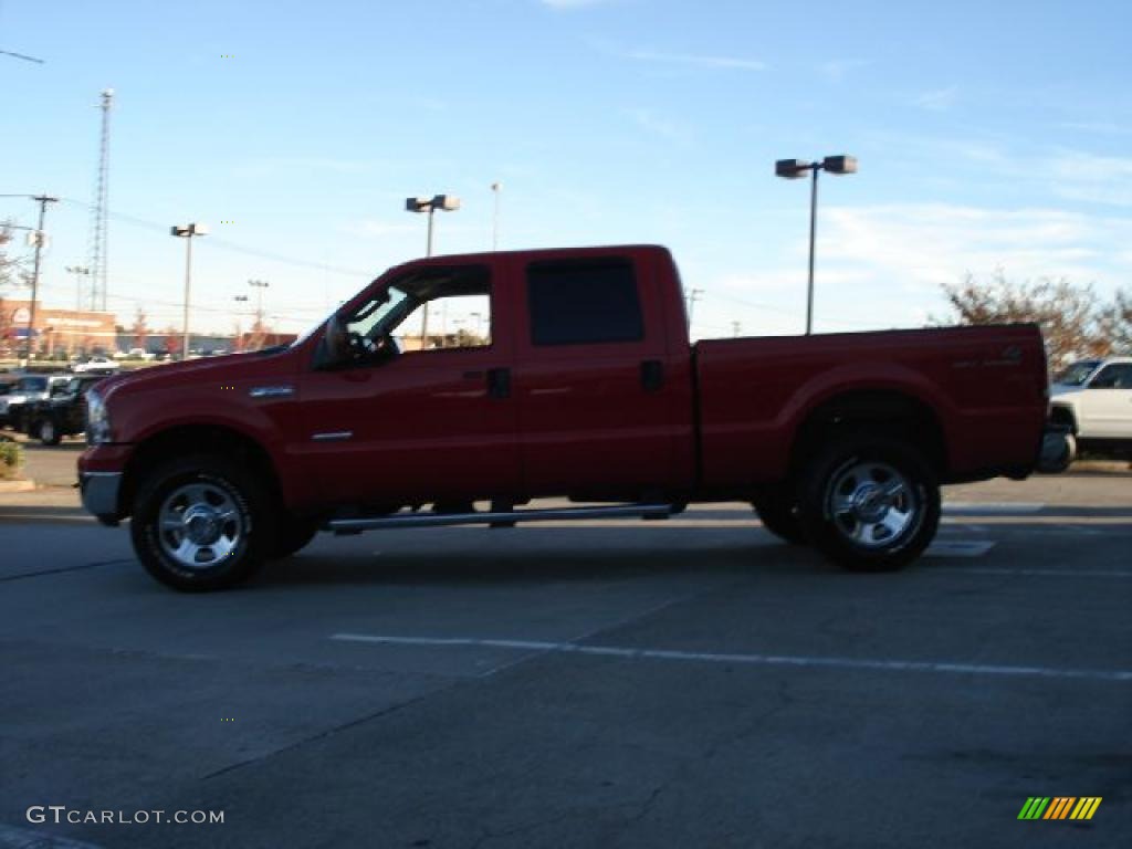 2006 F350 Super Duty Lariat Crew Cab 4x4 - Red Clearcoat / Tan photo #6