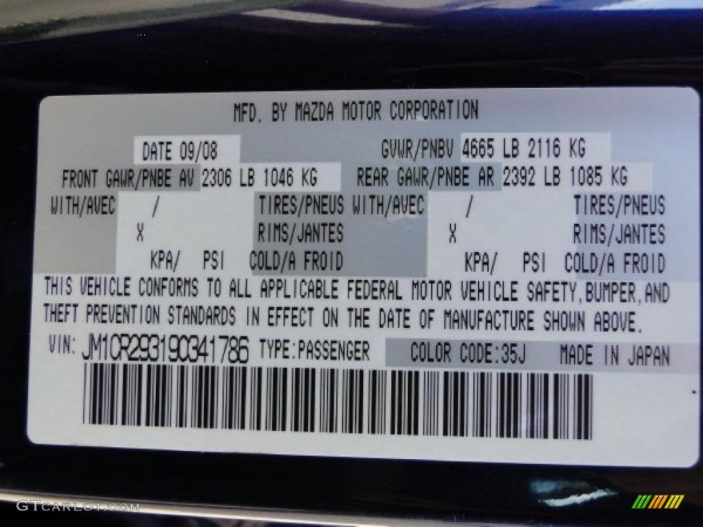 2009 Mazda MAZDA5 Sport Color Code Photos