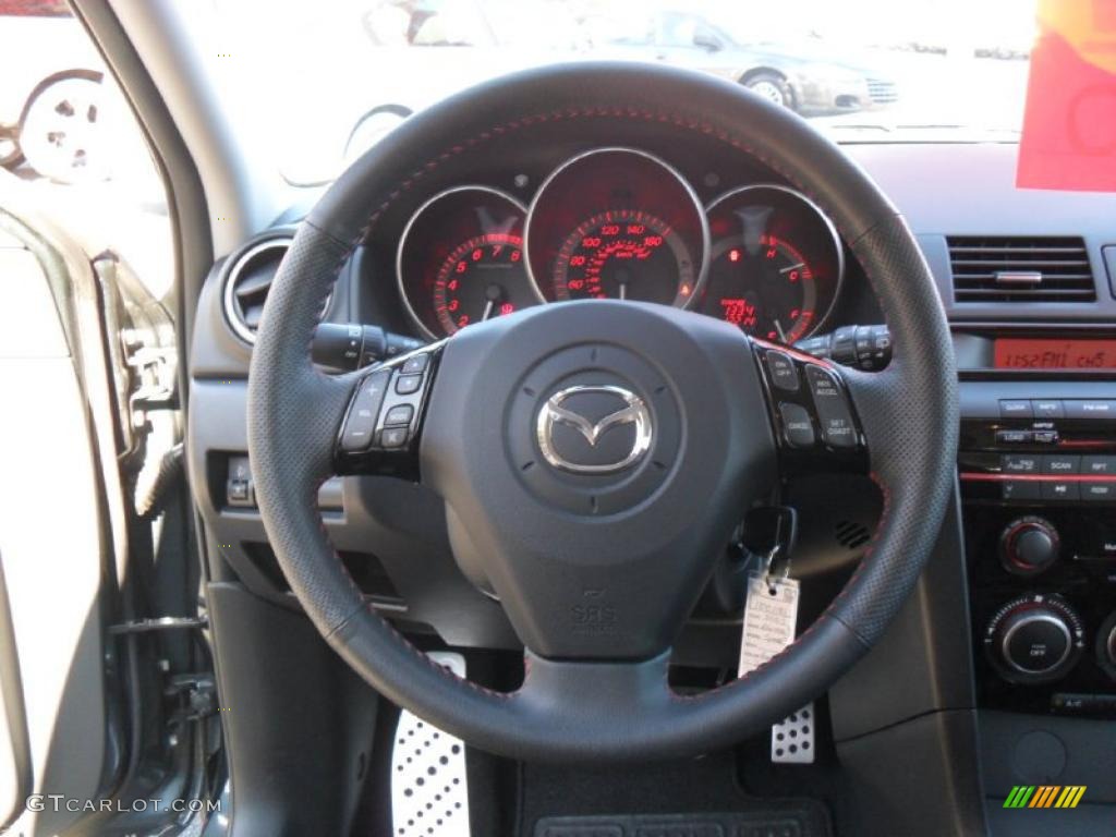 2009 Mazda MAZDA3 MAZDASPEED3 Sport Black Steering Wheel Photo #39929272