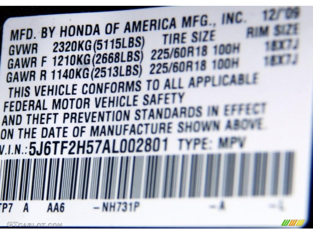 2010 Accord Color Code NH731P for Crystal Black Pearl Photo #39929296