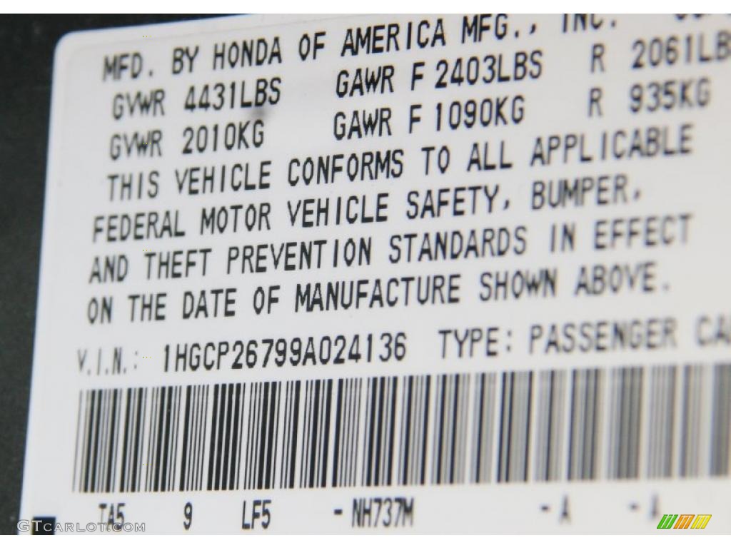 2009 Accord Color Code NH737M for Polished Metal Metallic Photo #39929776