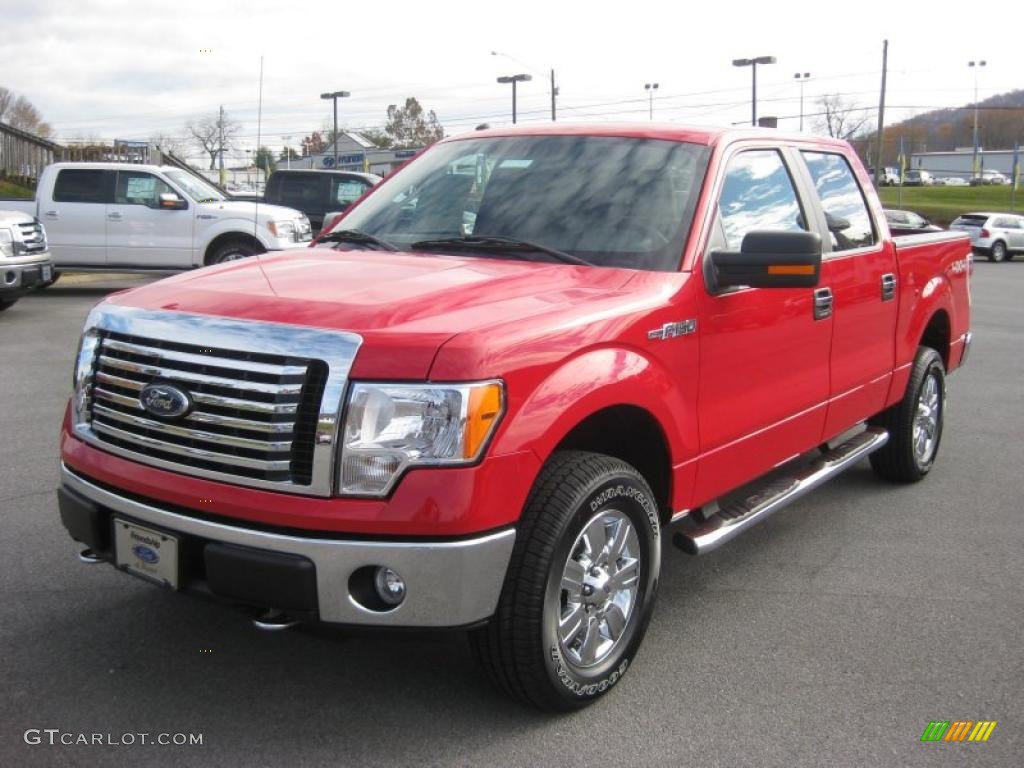 2010 F150 XLT SuperCrew 4x4 - Vermillion Red / Medium Stone photo #2