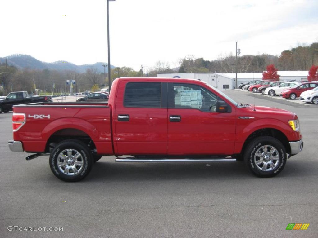 2010 F150 XLT SuperCrew 4x4 - Vermillion Red / Medium Stone photo #5