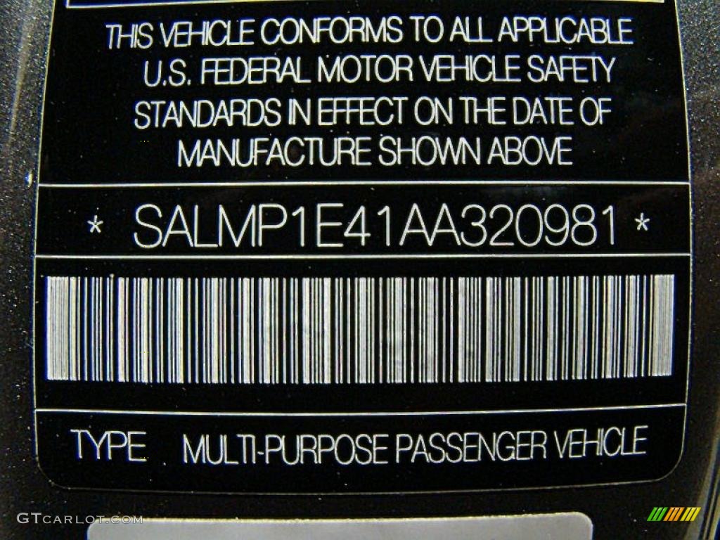 2010 Land Rover Range Rover Supercharged Autobiography Info Tag Photo #39950826
