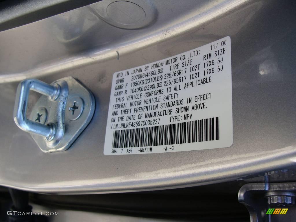 2007 CR-V EX 4WD - Whistler Silver Metallic / Black photo #15