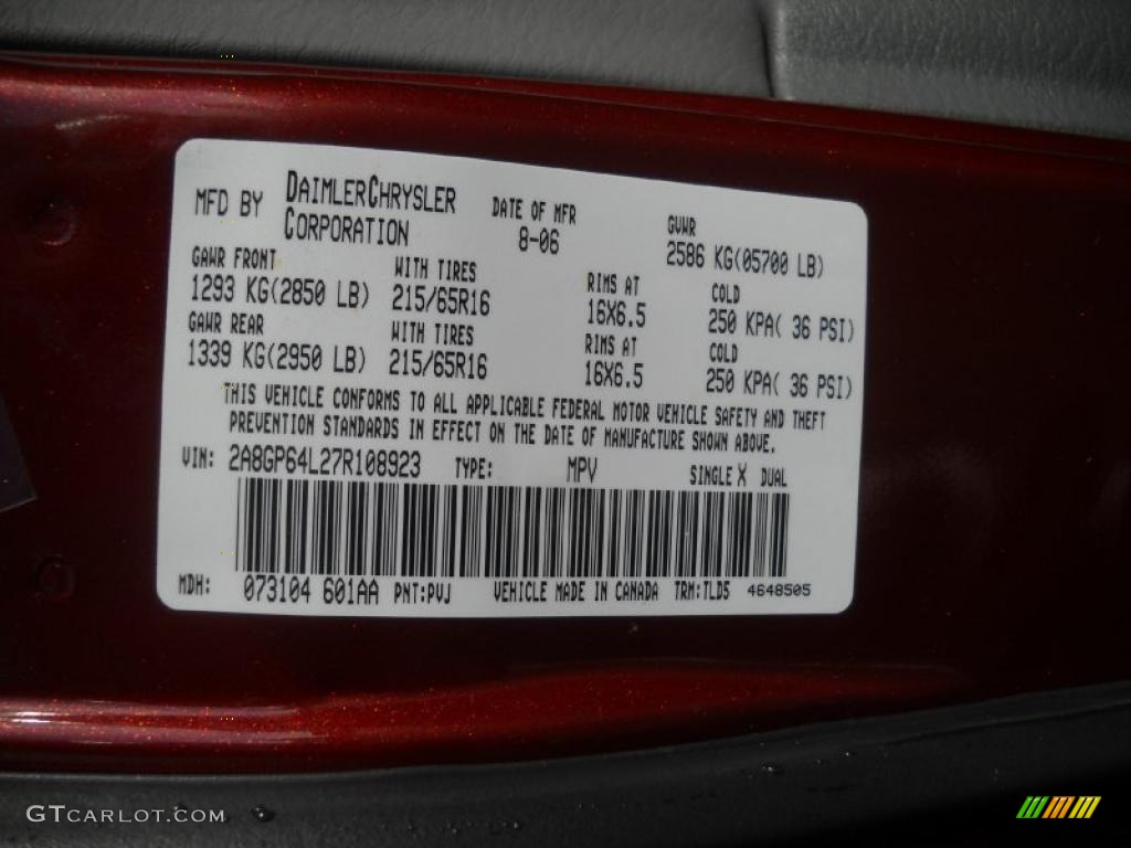 2007 Town & Country Color Code PVJ for Cognac Crystal Pearl Photo #39955706