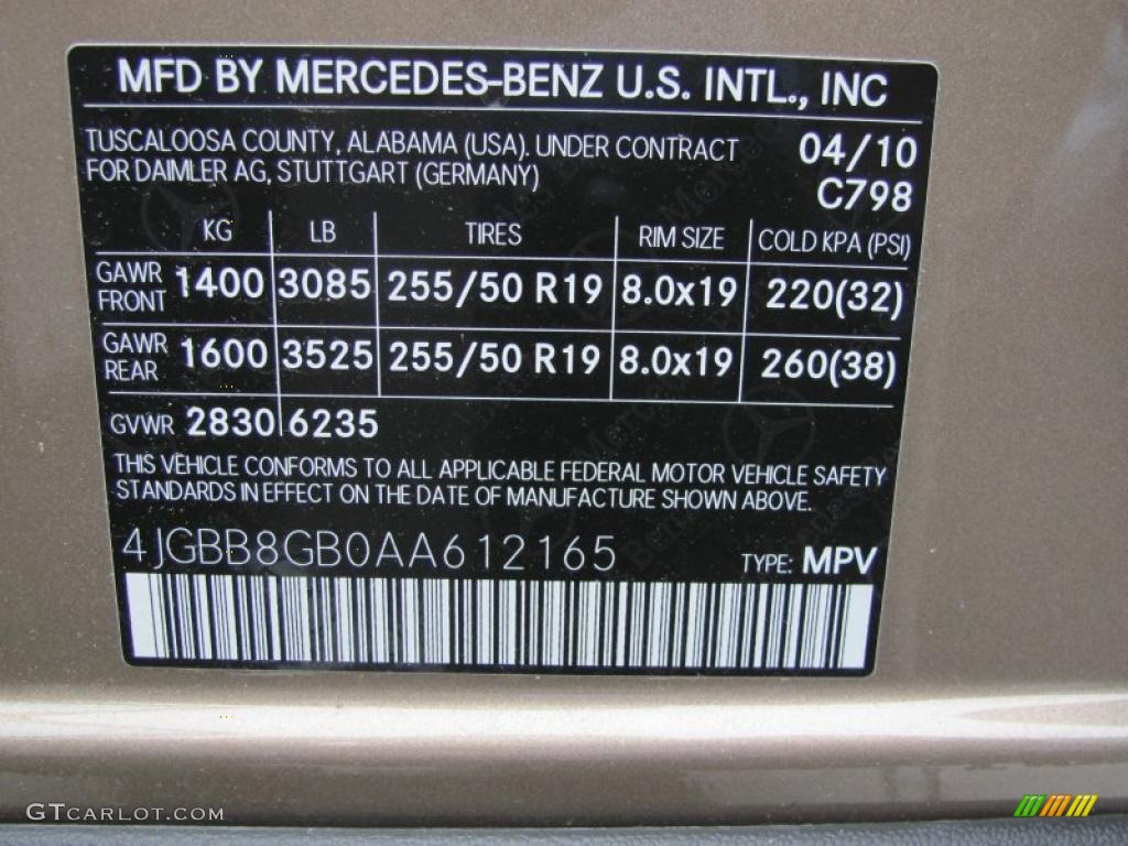 2010 ML Color Code 798 for Sand Beige Metallic Photo #39965878