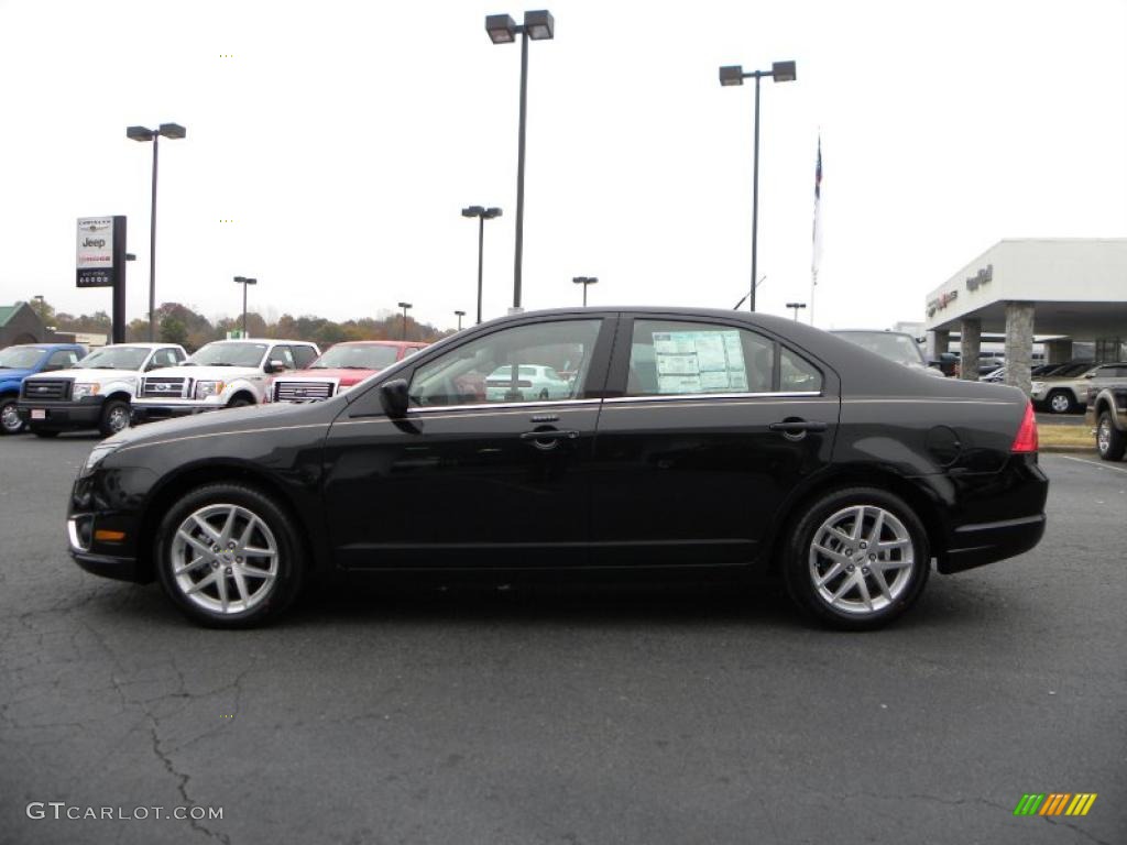 2011 Fusion SEL V6 - Tuxedo Black Metallic / Camel photo #5