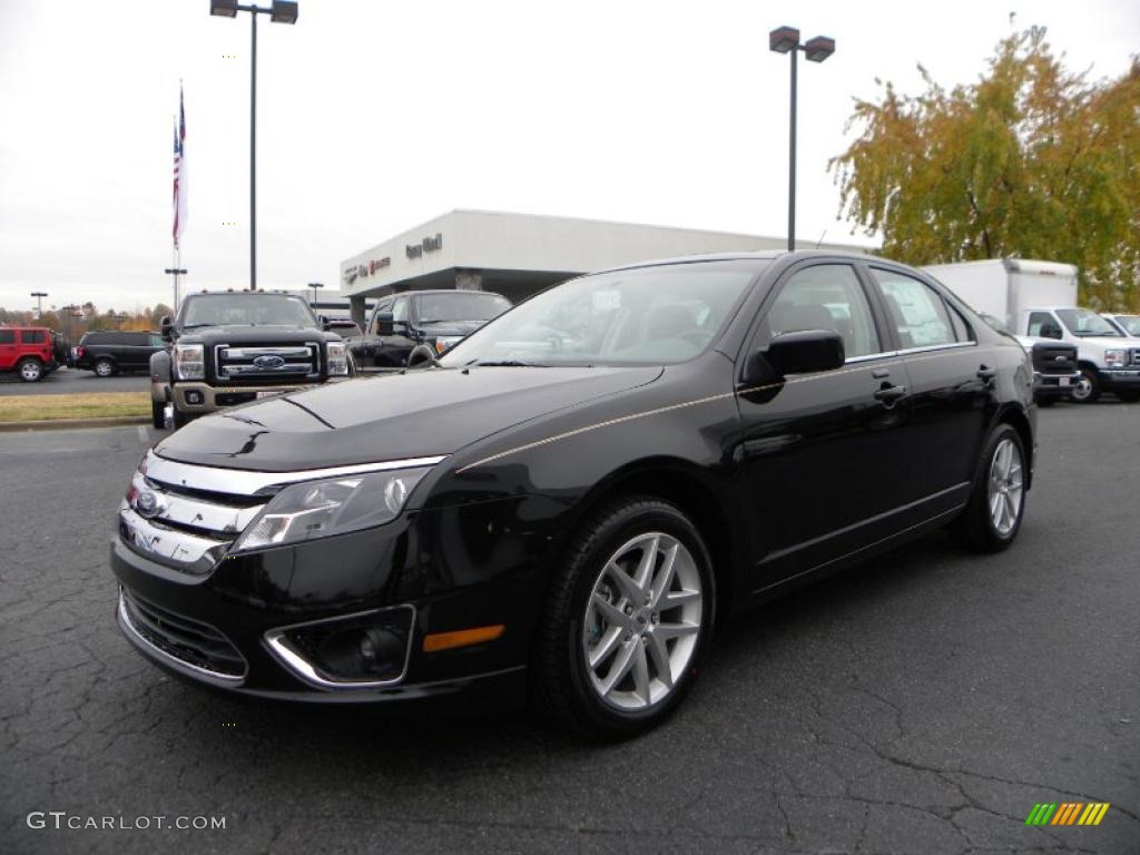 2011 Fusion SEL V6 - Tuxedo Black Metallic / Camel photo #6