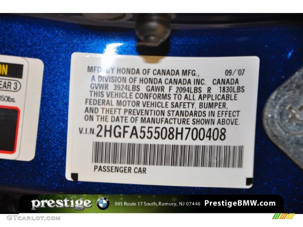 2008 Civic Mugen Si Sedan - Fiji Blue Pearl / Black photo #13