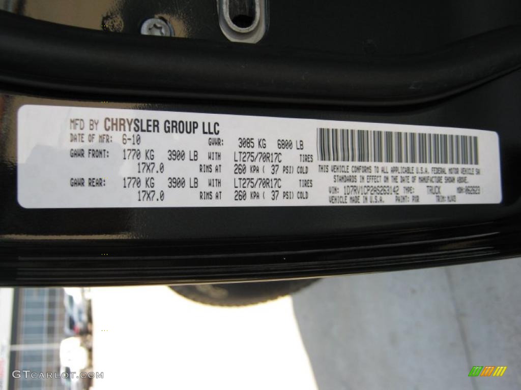 2010 Dodge Ram 1500 TRX4 Crew Cab 4x4 Color Code Photos