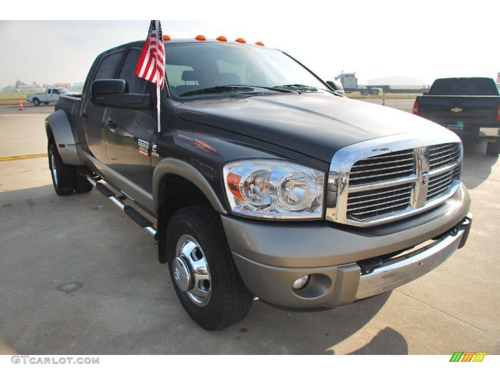 Dark Khaki Metallic 2008 Dodge Ram 3500 Laramie Resistol Mega Cab 4x4 Dually Exterior Photo #39974624