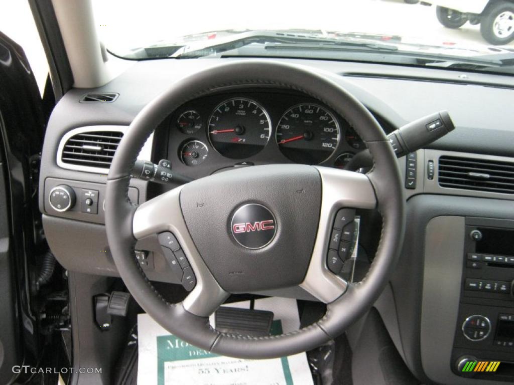 2011 GMC Sierra 1500 SLT Extended Cab 4x4 Light Titanium/Ebony Steering Wheel Photo #39976696