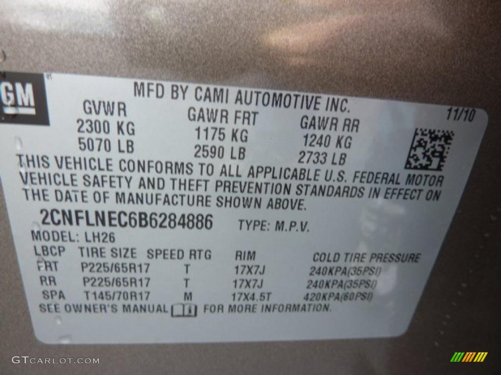 2011 Chevrolet Equinox LT AWD Info Tag Photo #39977348