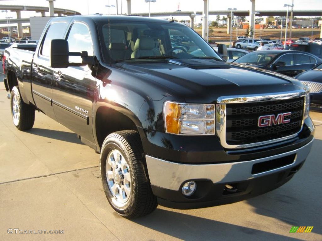 Onyx Black 2011 GMC Sierra 2500HD SLT Crew Cab 4x4 Exterior Photo #39977616
