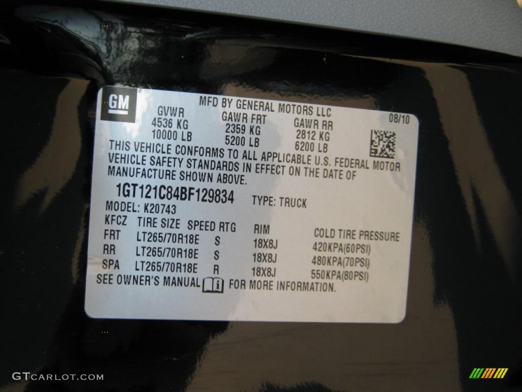 2011 GMC Sierra 2500HD SLT Crew Cab 4x4 Info Tag Photo #39977940