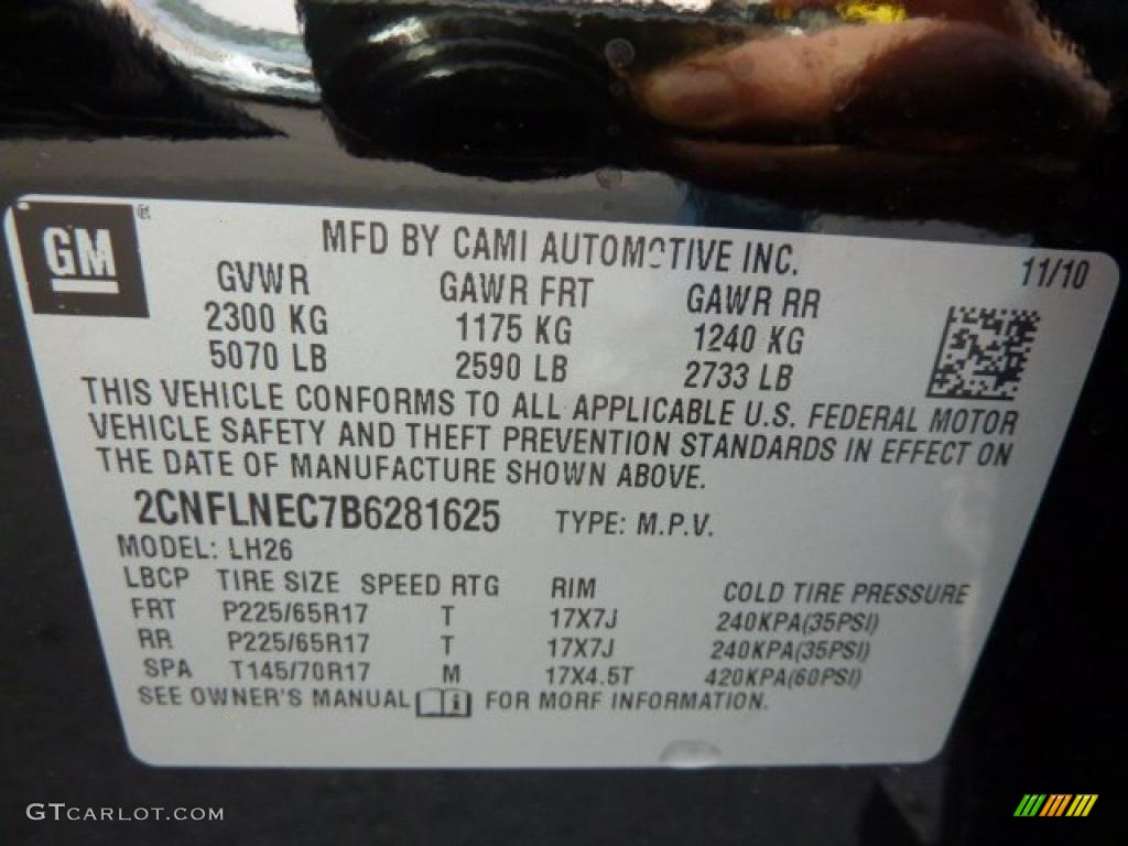 2011 Chevrolet Equinox LT AWD Info Tag Photo #39978024