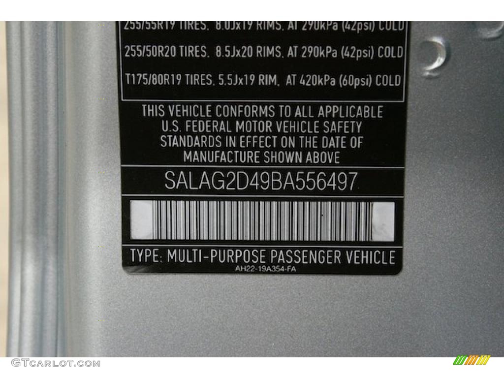 2011 Land Rover LR4 HSE Info Tag Photo #39980000