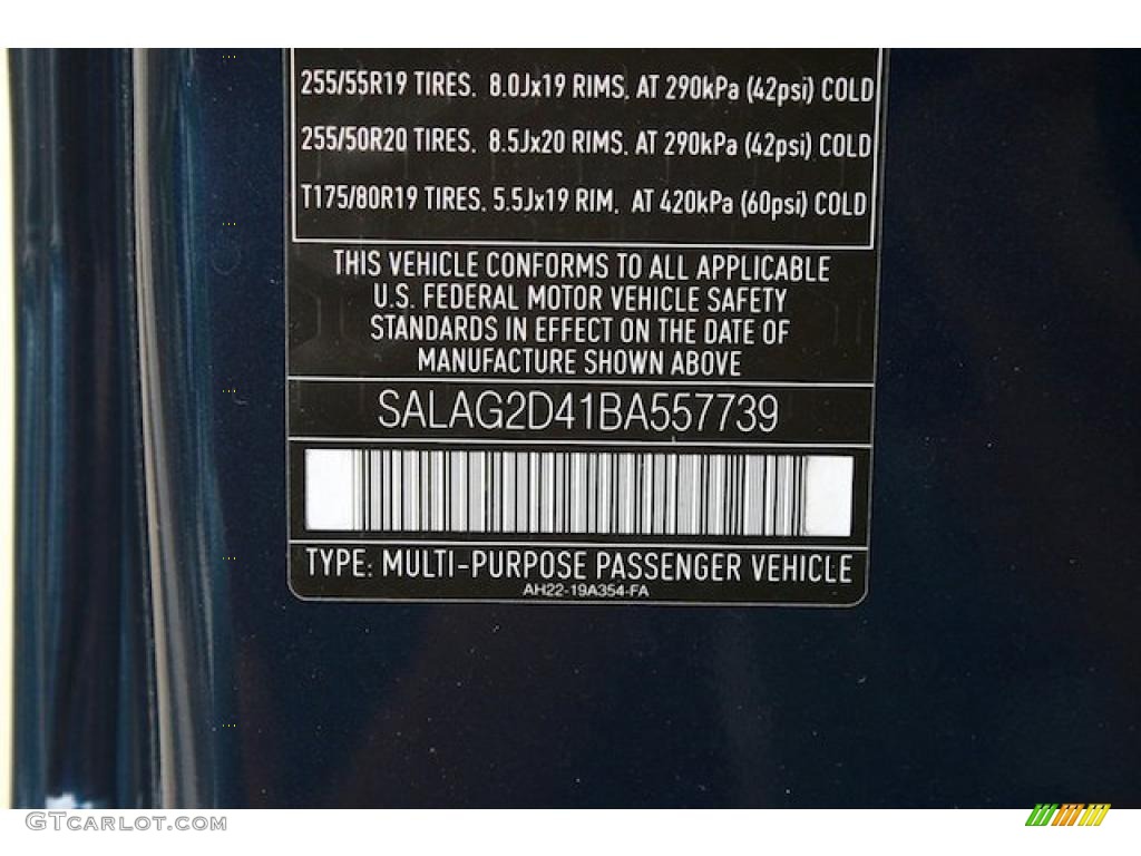 2011 Land Rover LR4 HSE Info Tag Photo #39980336