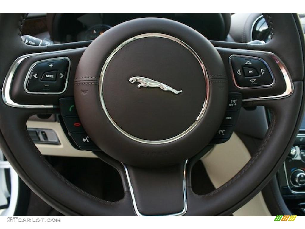 2011 Jaguar XJ XJL Ivory/Truffle Steering Wheel Photo #39981788