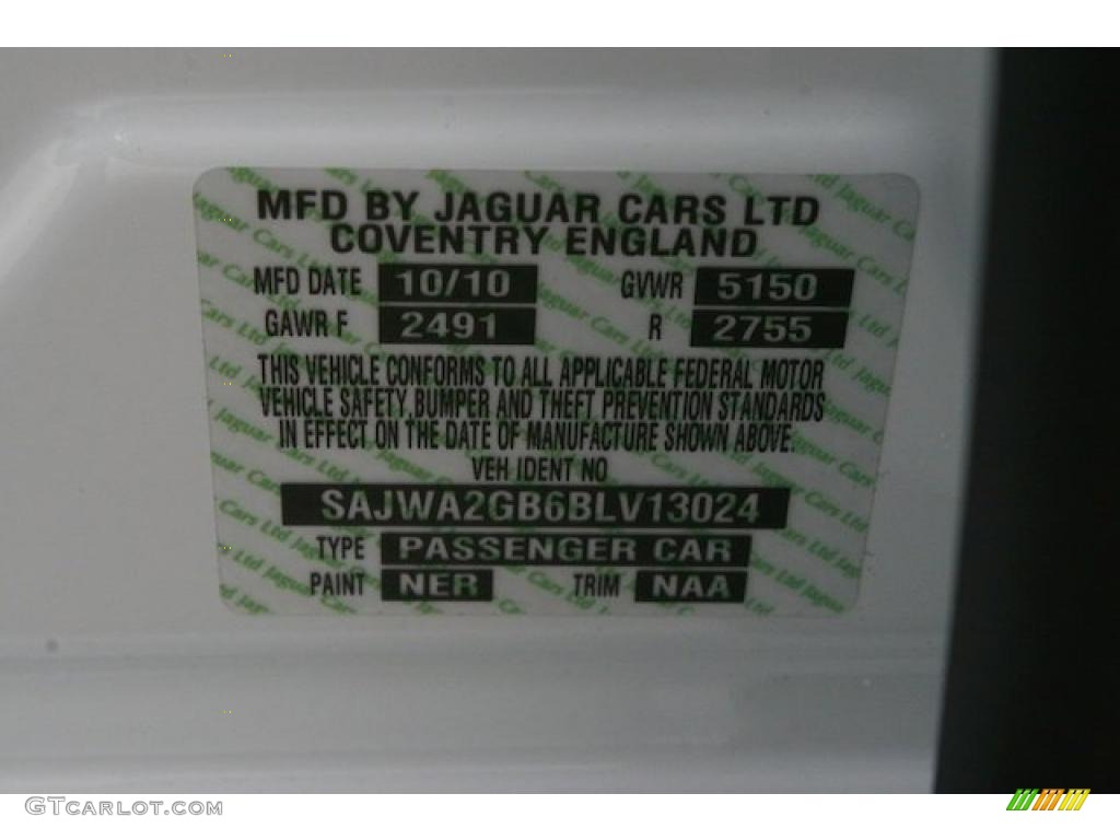 2011 XJ Color Code NER for Polaris White Photo #39981956