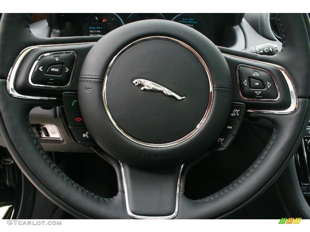 2011 Jaguar XJ XJ Jet Black/Ivory Steering Wheel Photo #39982420