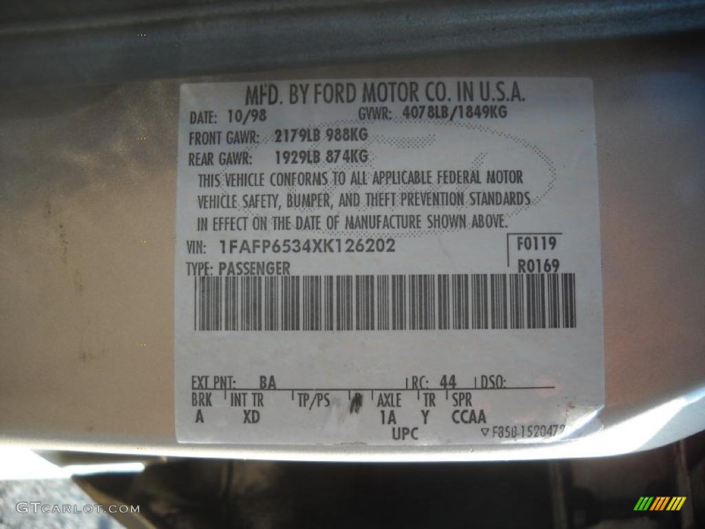 1999 Contour Color Code BA for Light Prairie Tan Metallic Photo #39982668