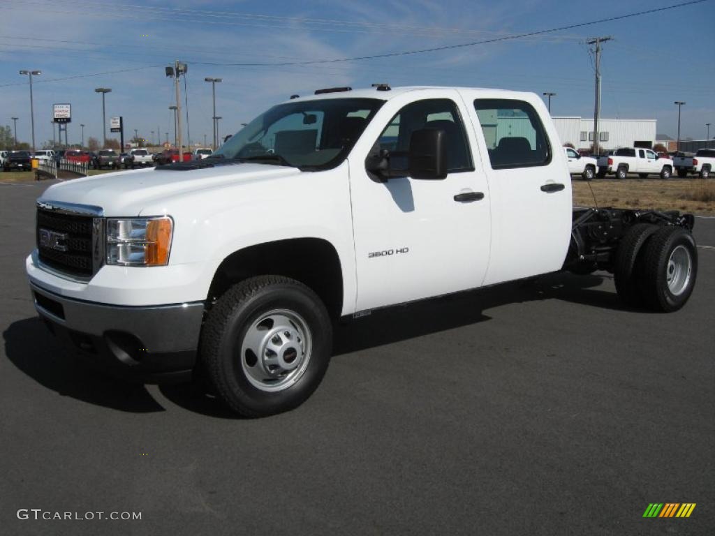 2011 Sierra 3500HD Work Truck Crew Cab 4x4 Chassis - Summit White / Dark Titanium photo #1