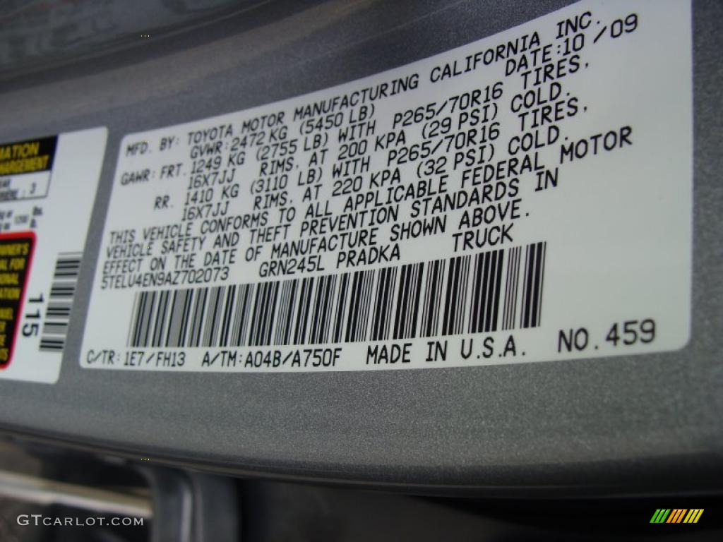 2010 Toyota Tacoma V6 SR5 TRD Double Cab 4x4 Color Code Photos