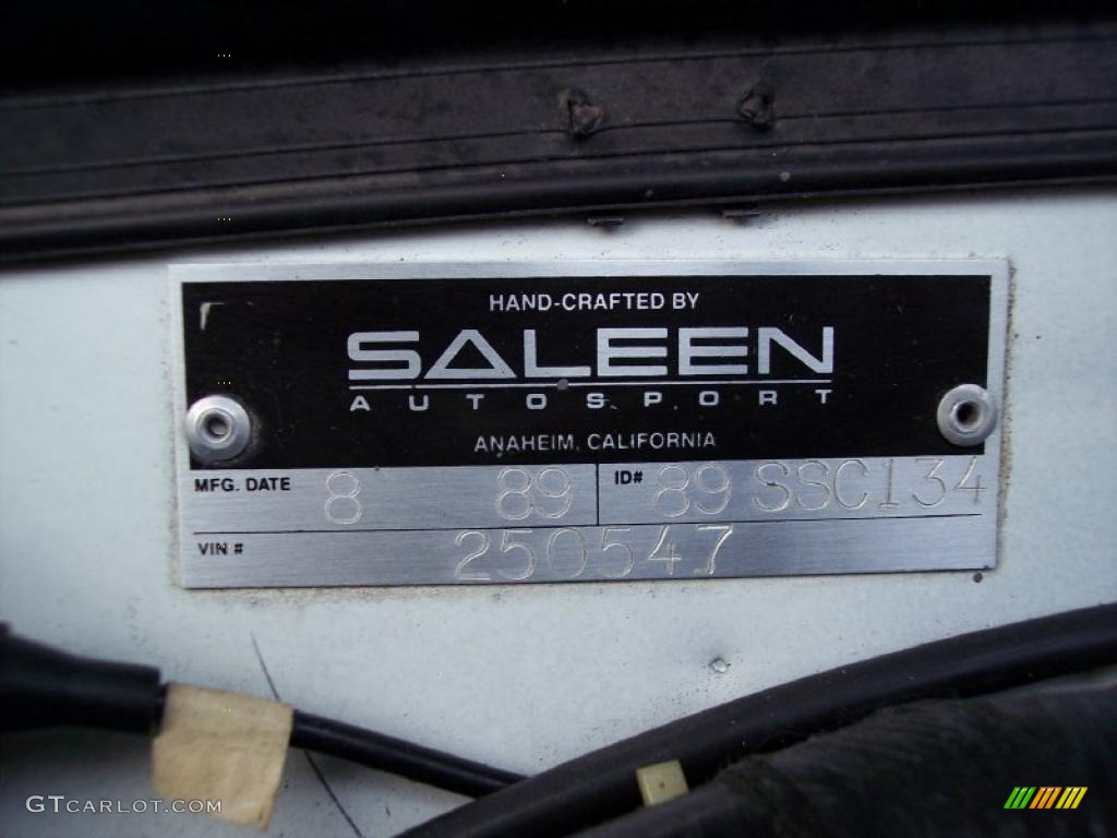 1989 Ford Mustang Saleen SSC Fastback Info Tag Photo #39998652