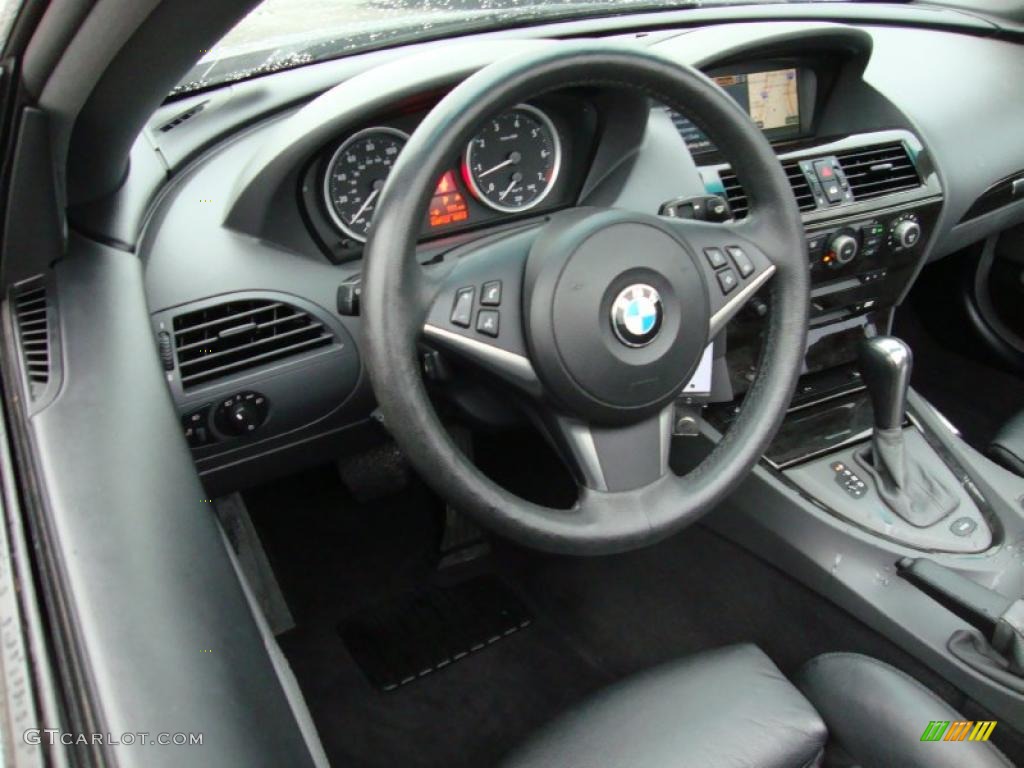 2004 BMW 6 Series 645i Convertible Black Steering Wheel Photo #40017122