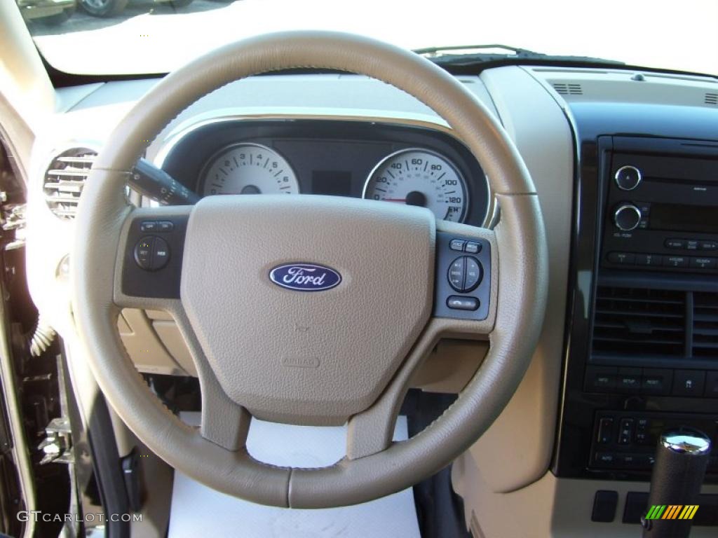 2008 Ford Explorer Sport Trac Limited 4x4 Camel Steering Wheel Photo #40024446