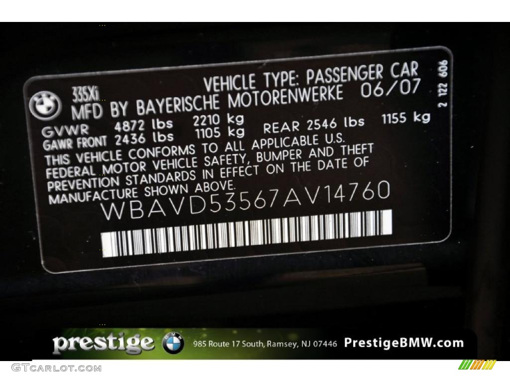 2007 3 Series 335xi Sedan - Jet Black / Beige photo #13