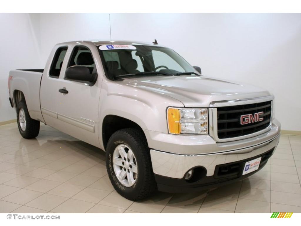 2007 Sierra 1500 SLE Extended Cab 4x4 - Silver Birch Metallic / Ebony Black photo #1