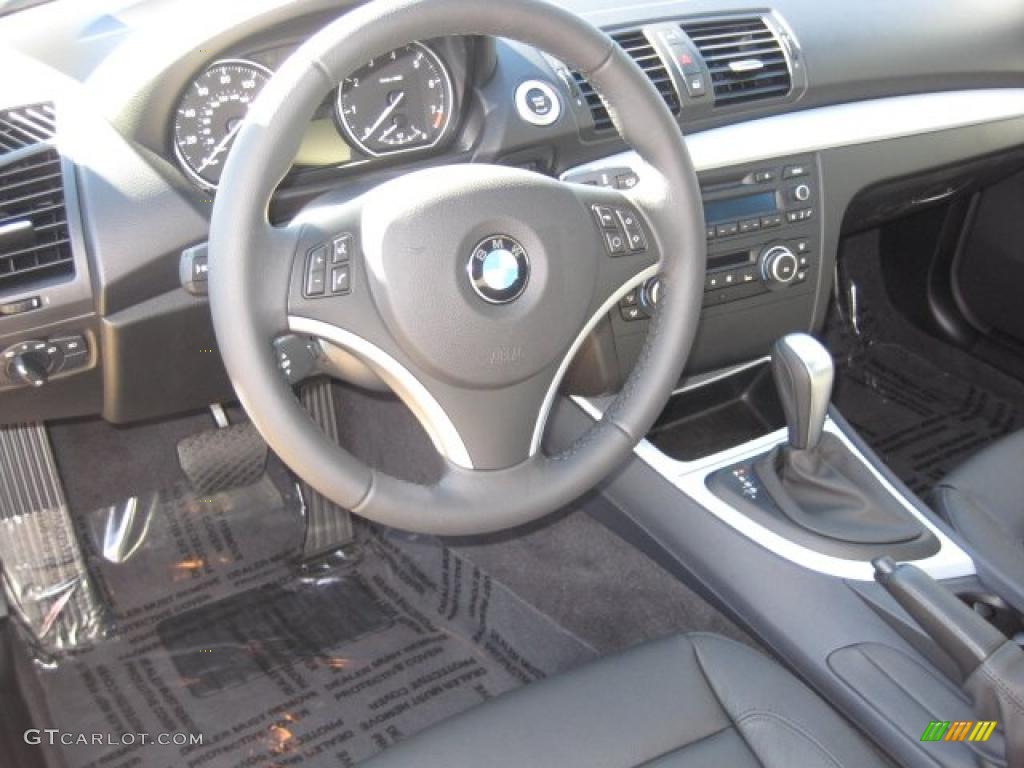 2011 BMW 1 Series 128i Coupe Black Steering Wheel Photo #40038430