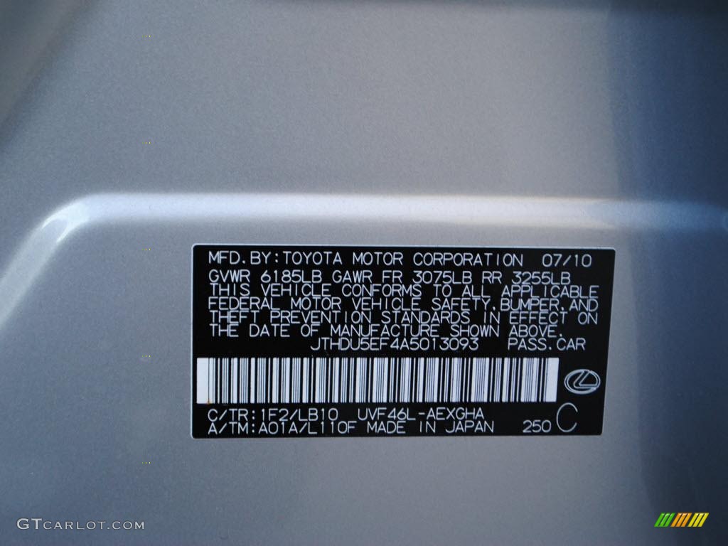 2010 LS Color Code 1F2 for Mercury Metallic Photo #40038582