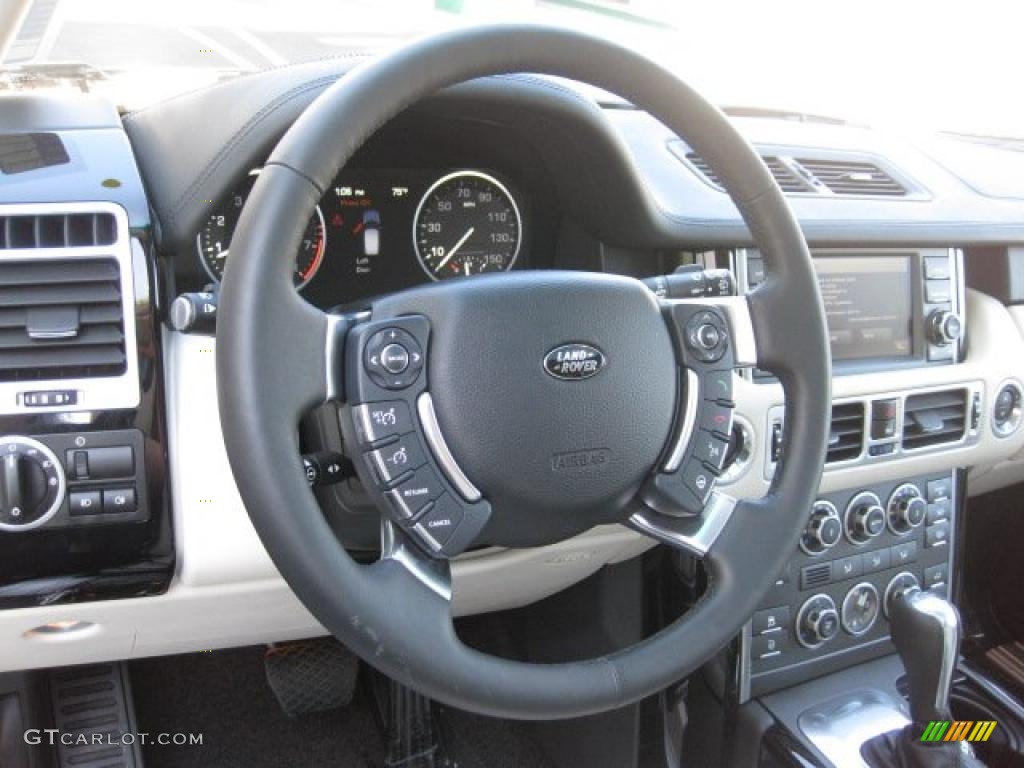 2010 Land Rover Range Rover HSE Ivory White/Jet Black Steering Wheel Photo #40038706