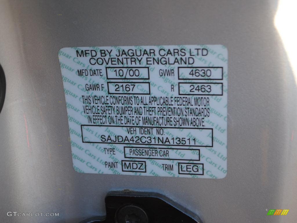 2001 XK Color Code MDZ for Platinum Silver Metallic Photo #40039314
