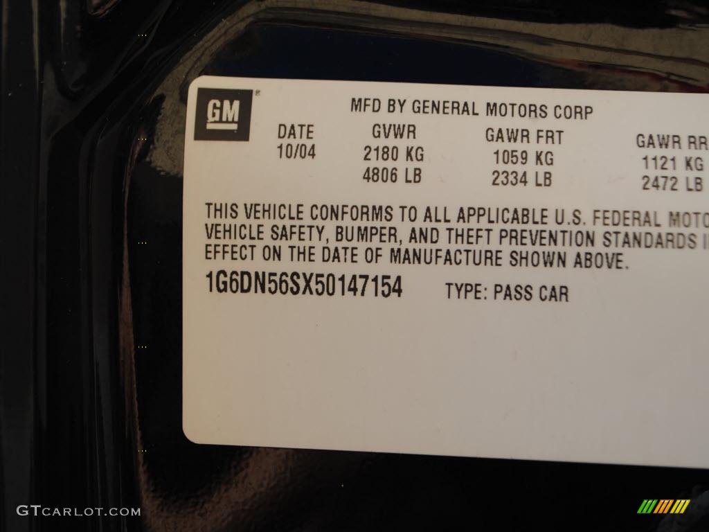 2005 Cadillac CTS -V Series Info Tag Photo #40039610