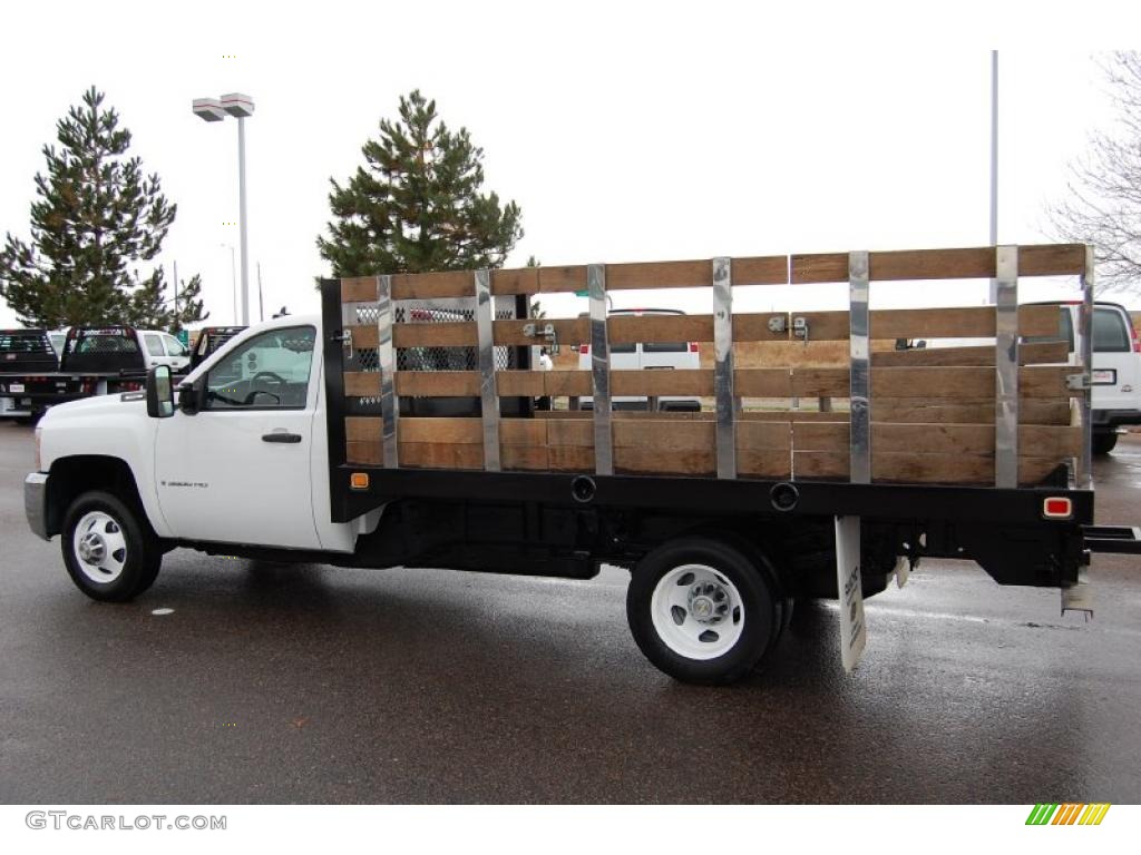 Summit White 2008 Chevrolet Silverado 3500HD Regular Cab Chassis Stake Truck Exterior Photo #40045170